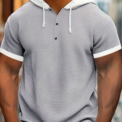 Zachary | Chemise décontractée en tricot pour homme avec capuche et boutons en métal