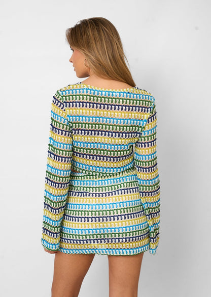 Ensemble Femme - Haut Court Tricoté à Manches Longues avec Jupe Mini Taille Haute - Coupe Slim