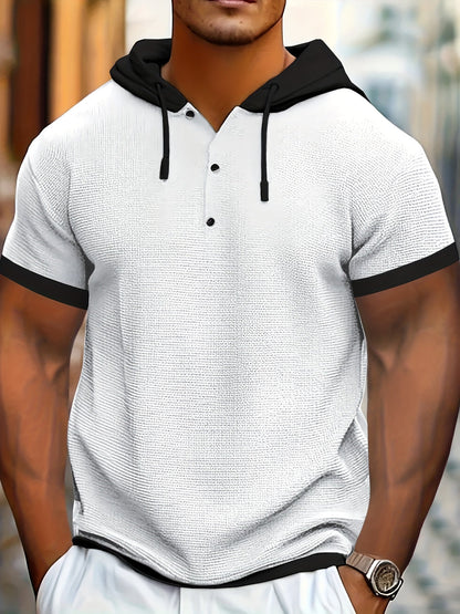 Zachary | Chemise décontractée en tricot pour homme avec capuche et boutons en métal