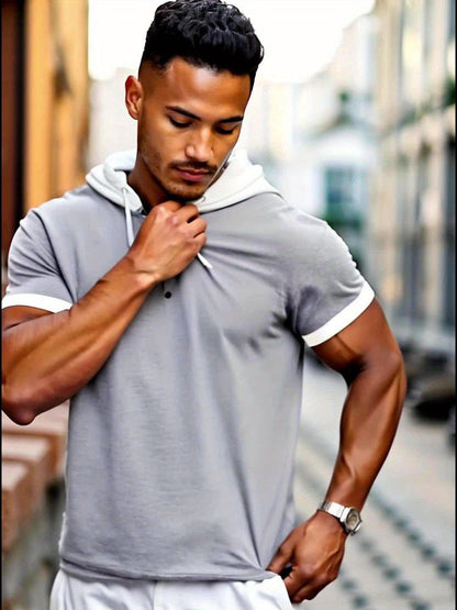 Zachary | Chemise décontractée en tricot pour homme avec capuche et boutons en métal