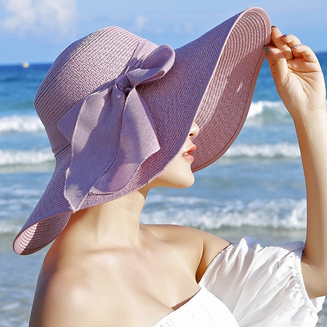 Chapeau de paille féminin avec protection solaire – Candy