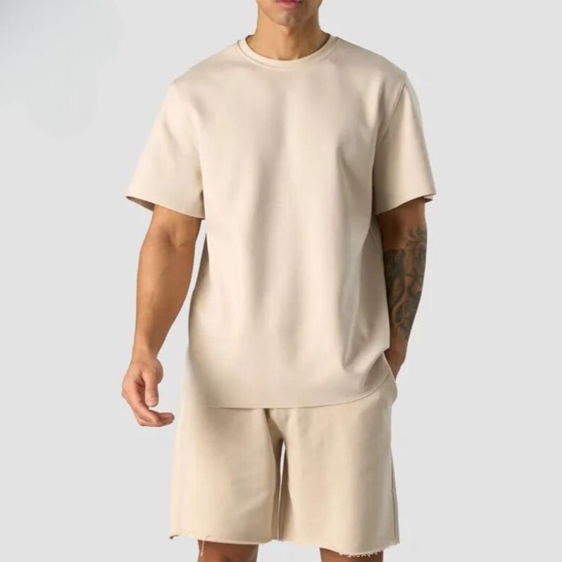 Ensemble d'été oversize beige pour hommes - Luviera Fashion