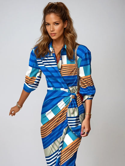 Mabel – Robe Cache-Cœur Rayée pour Femmes