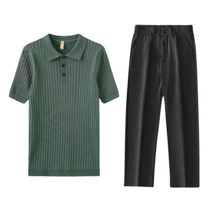 LÉO | Ensemble polo et pantalon élégant pour homme - Luviera Fashion