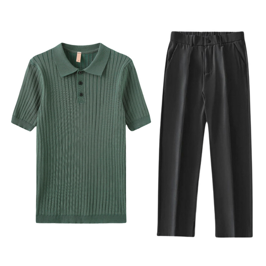 LÉO | Ensemble polo et pantalon élégant pour homme - Luviera Fashion
