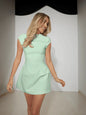 Robe Mini Femme A-ligne Cintrée à Col Rond et Manches Courtes