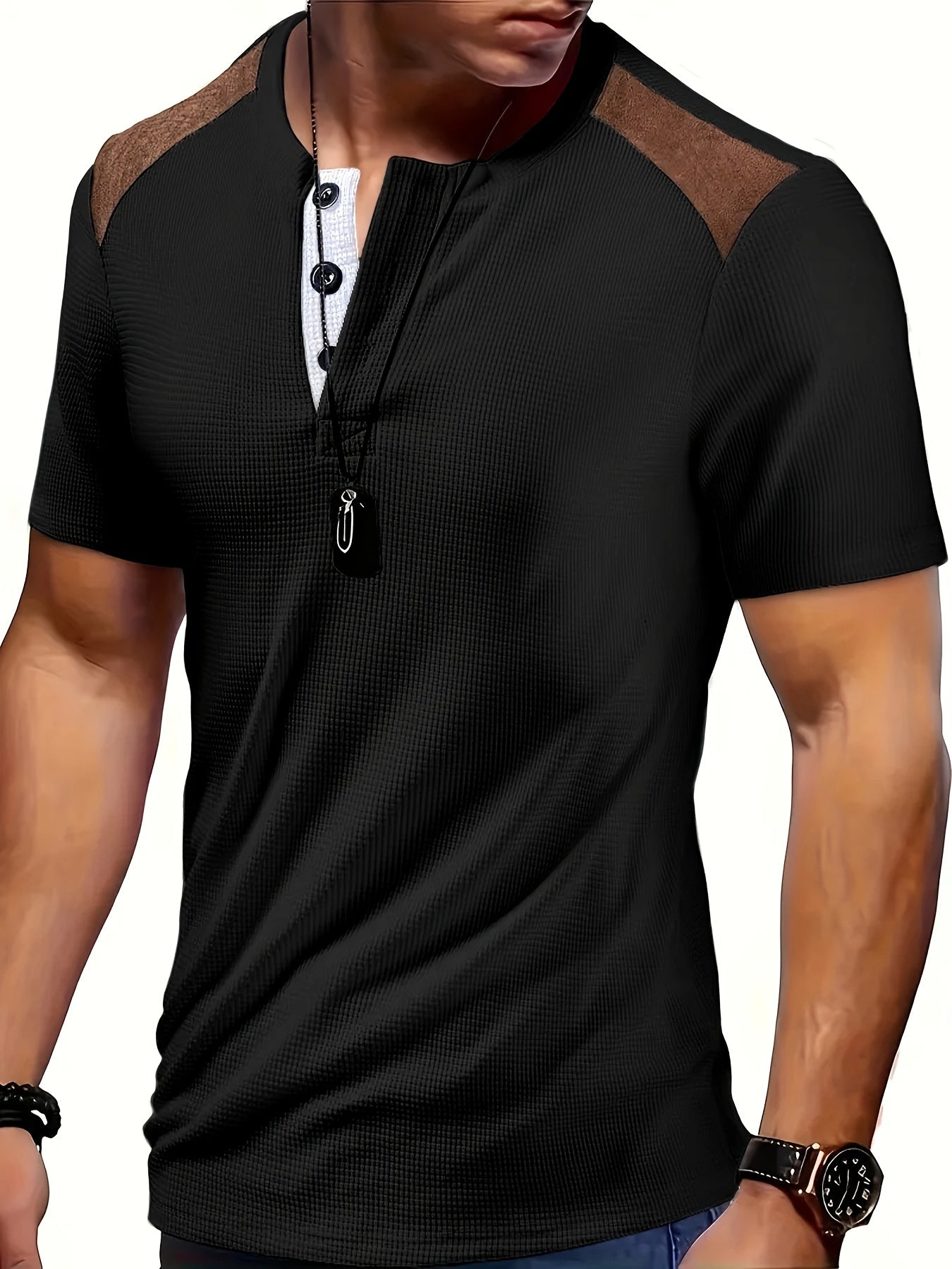 River | Chemise Henley Homme en Gaufre