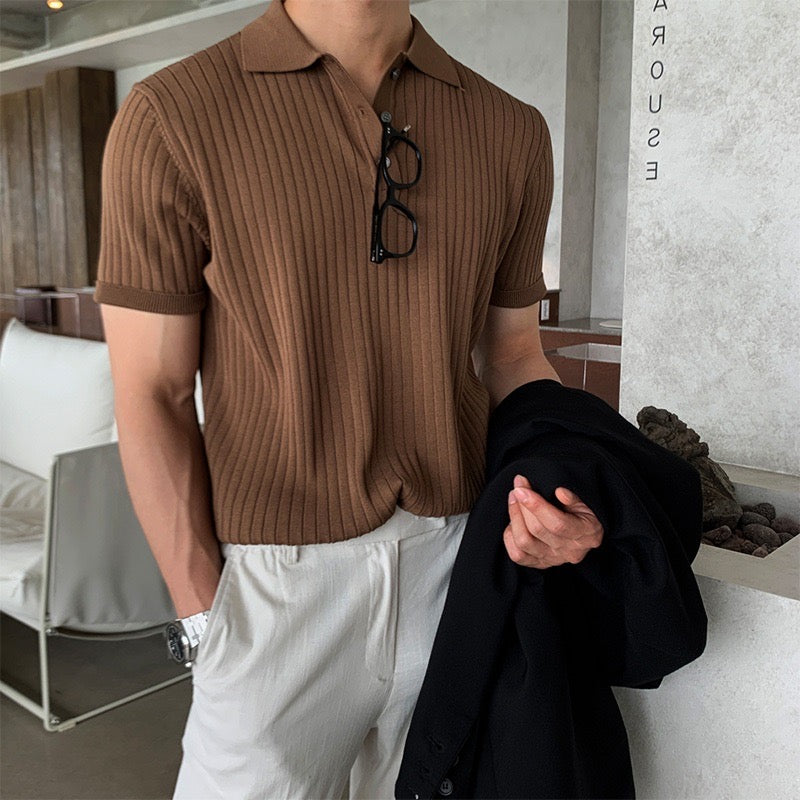 GIMCHEON - Pull Polo pour Homme en Coton