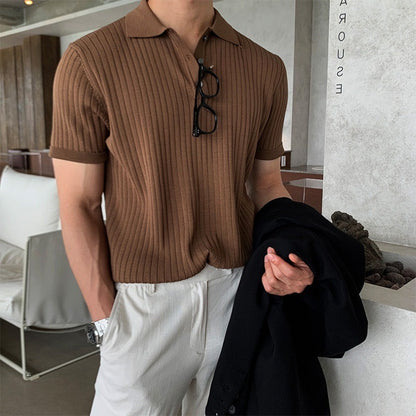 GIMCHEON - Pull Polo pour Homme en Coton