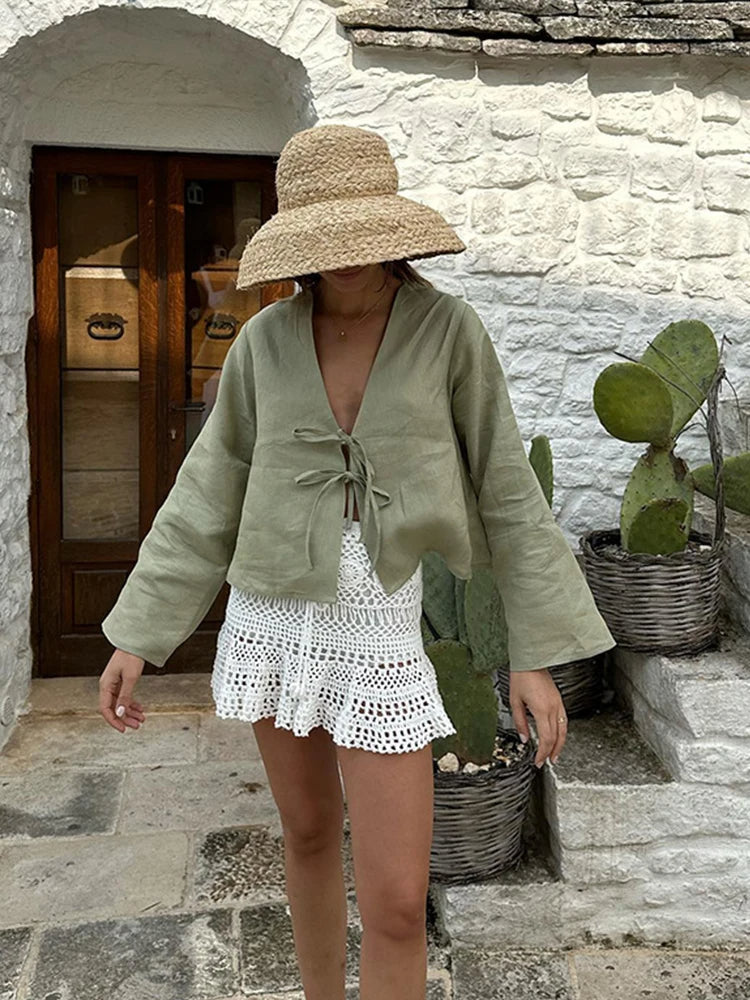 OLIVIA | Chemisier chic à manches bouffantes pour un style féminin et moderne - Luviera Fashion