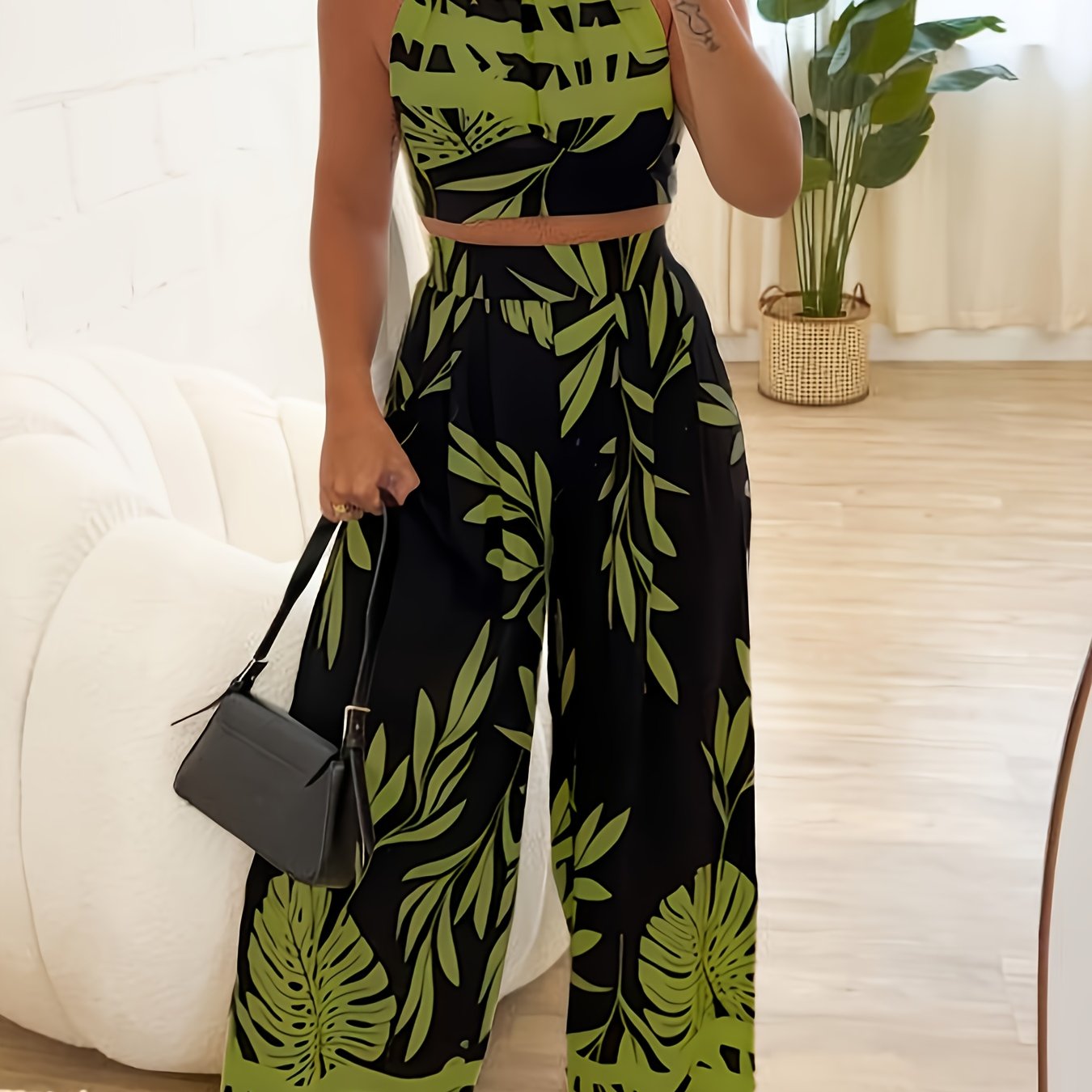 Hildur | Ensemble de deux pièces avec motif tropical