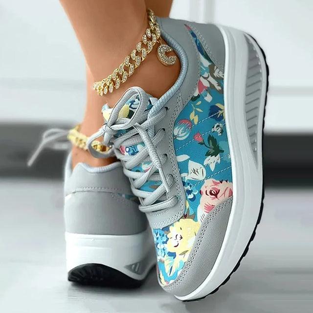 OUMOU | Sneakers Stylées avec Motif Floral pour Femmes - Luviera Fashion