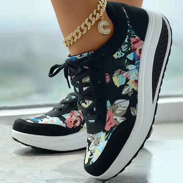 OUMOU | Sneakers Stylées avec Motif Floral pour Femmes - Luviera Fashion