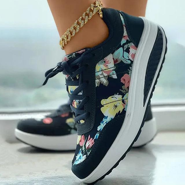 OUMOU | Sneakers Stylées avec Motif Floral pour Femmes - Luviera Fashion