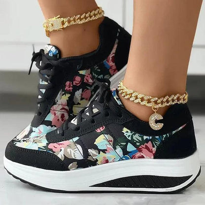 OUMOU | Sneakers Stylées avec Motif Floral pour Femmes - Luviera Fashion