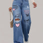 Jeans Femme Lotte avec Imprimé Cœur et Graffiti