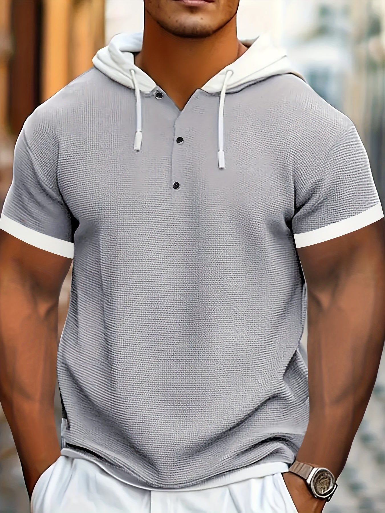 Zachary | Chemise décontractée en tricot pour homme avec capuche et boutons en métal