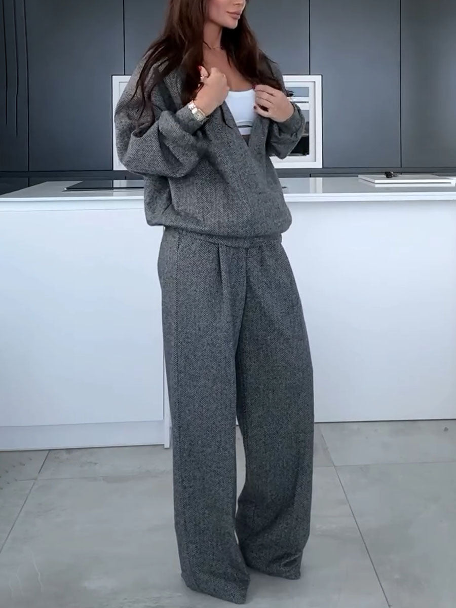 MAELIA | Ensemble chic avec col V et silhouette moderne - Luviera Fashion