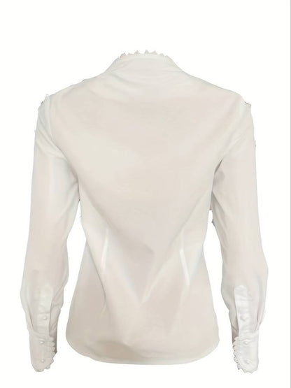 Chic Blouse Blanche pour Femmes avec Détails en Boutons Dorés – Isalie