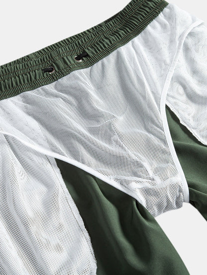 Chemise Hawaïenne Effet Lin avec Boutons et Short de Plage