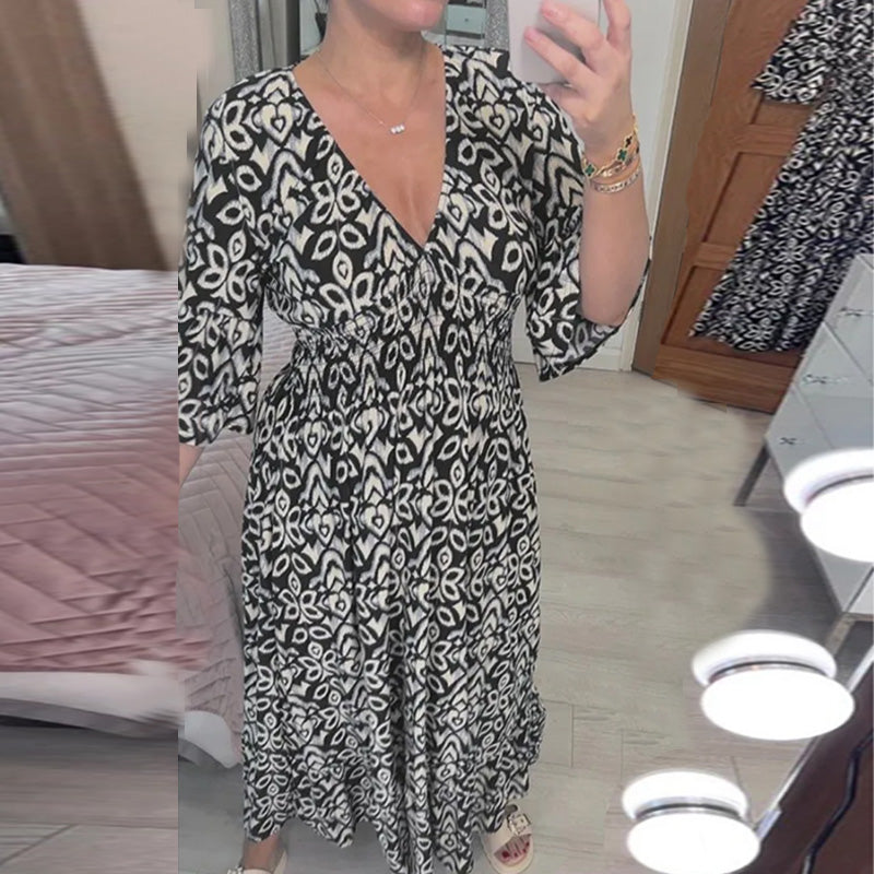 DELPHINE | Robe Moderne à Imprimé pour Femme - Luviera Fashion