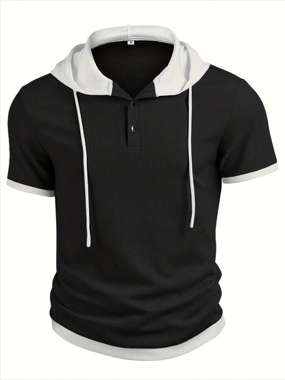 Zachary | Chemise décontractée en tricot pour homme avec capuche et boutons en métal