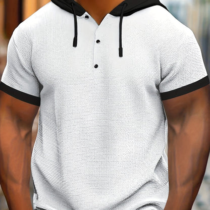 Zachary | Chemise décontractée en tricot pour homme avec capuche et boutons en métal