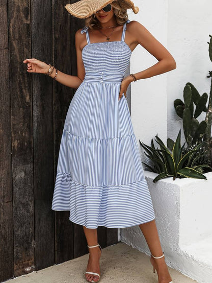 Robe d'été légère à rayures avec bretelles ajustables – Amira