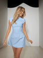 Robe Mini Femme A-ligne Cintrée à Col Rond et Manches Courtes