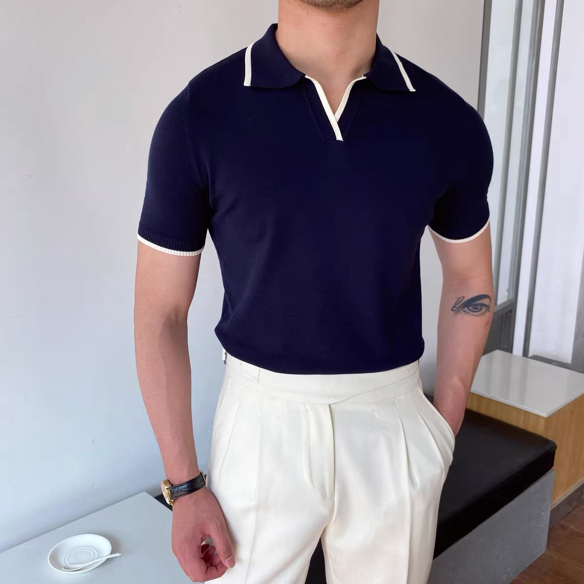 OSAN - Polo à col en V pour l'été