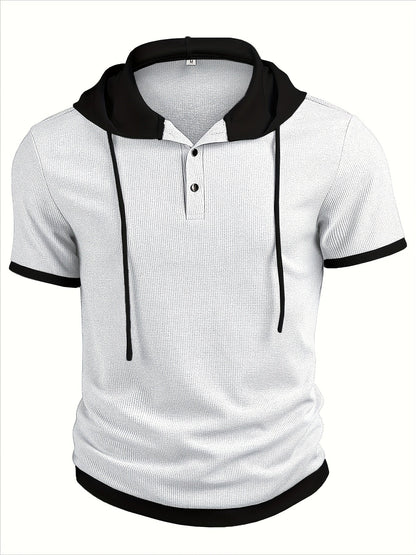 Zachary | Chemise décontractée en tricot pour homme avec capuche et boutons en métal