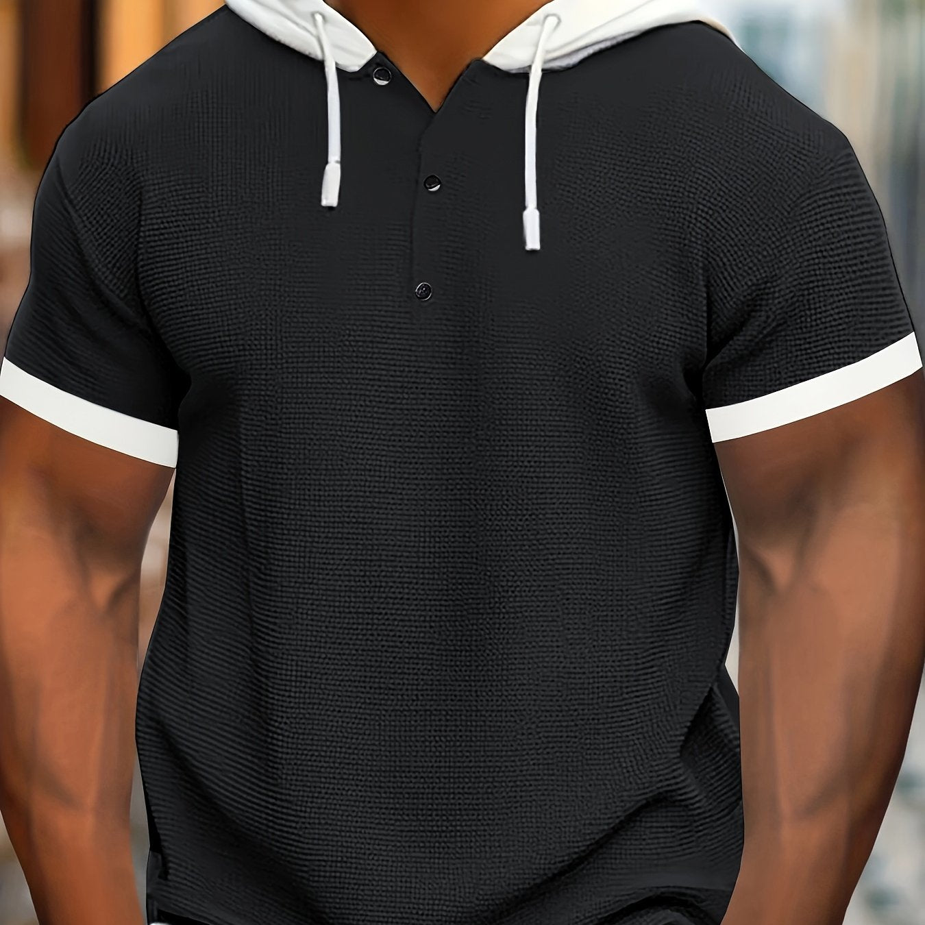 Zachary | Chemise décontractée en tricot pour homme avec capuche et boutons en métal