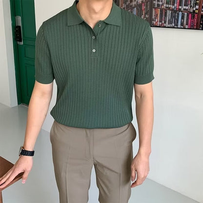 GIMCHEON - Pull Polo pour Homme en Coton