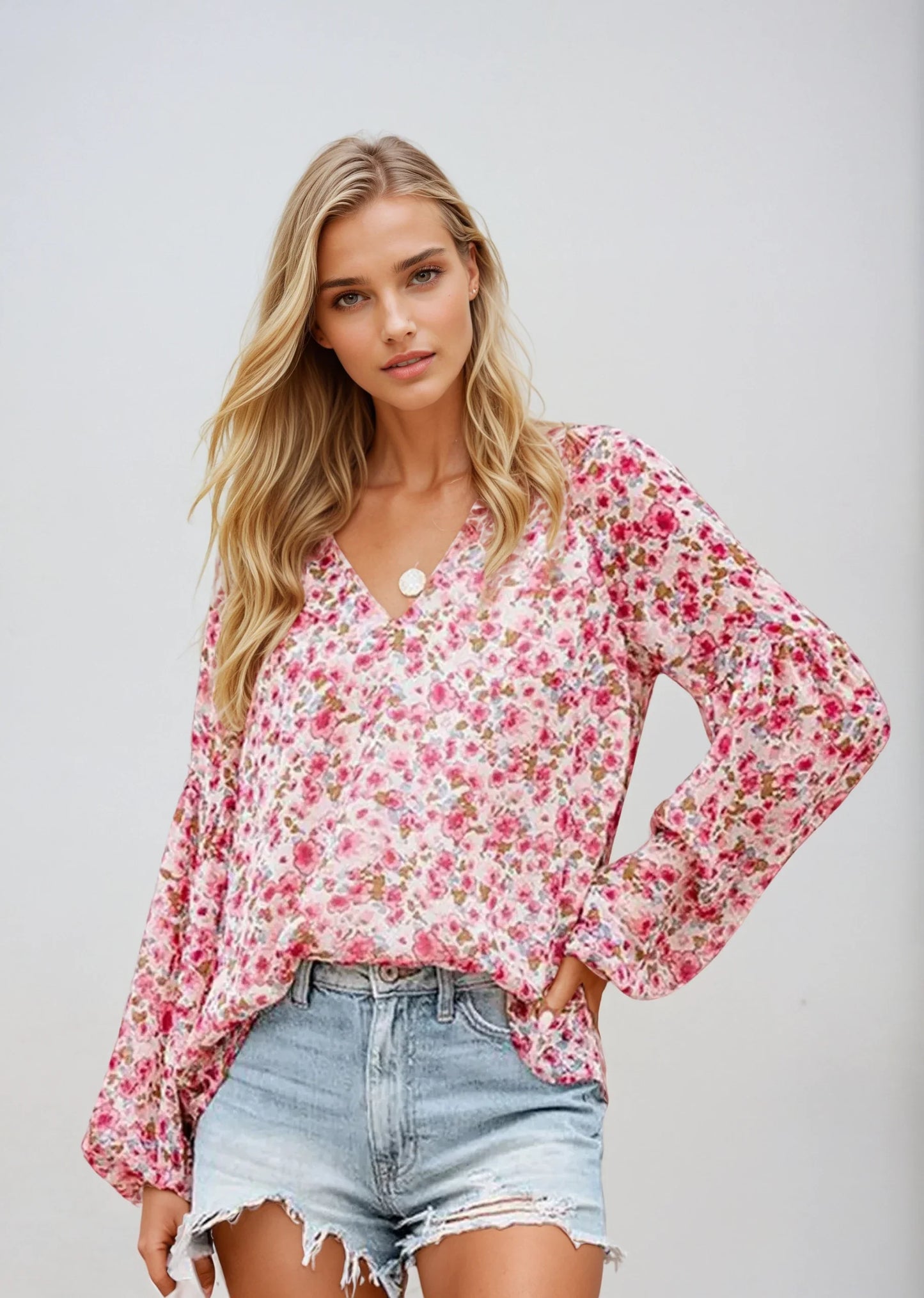 Moniek – Blouse Légère à Fleurs Décontractée pour Femmes