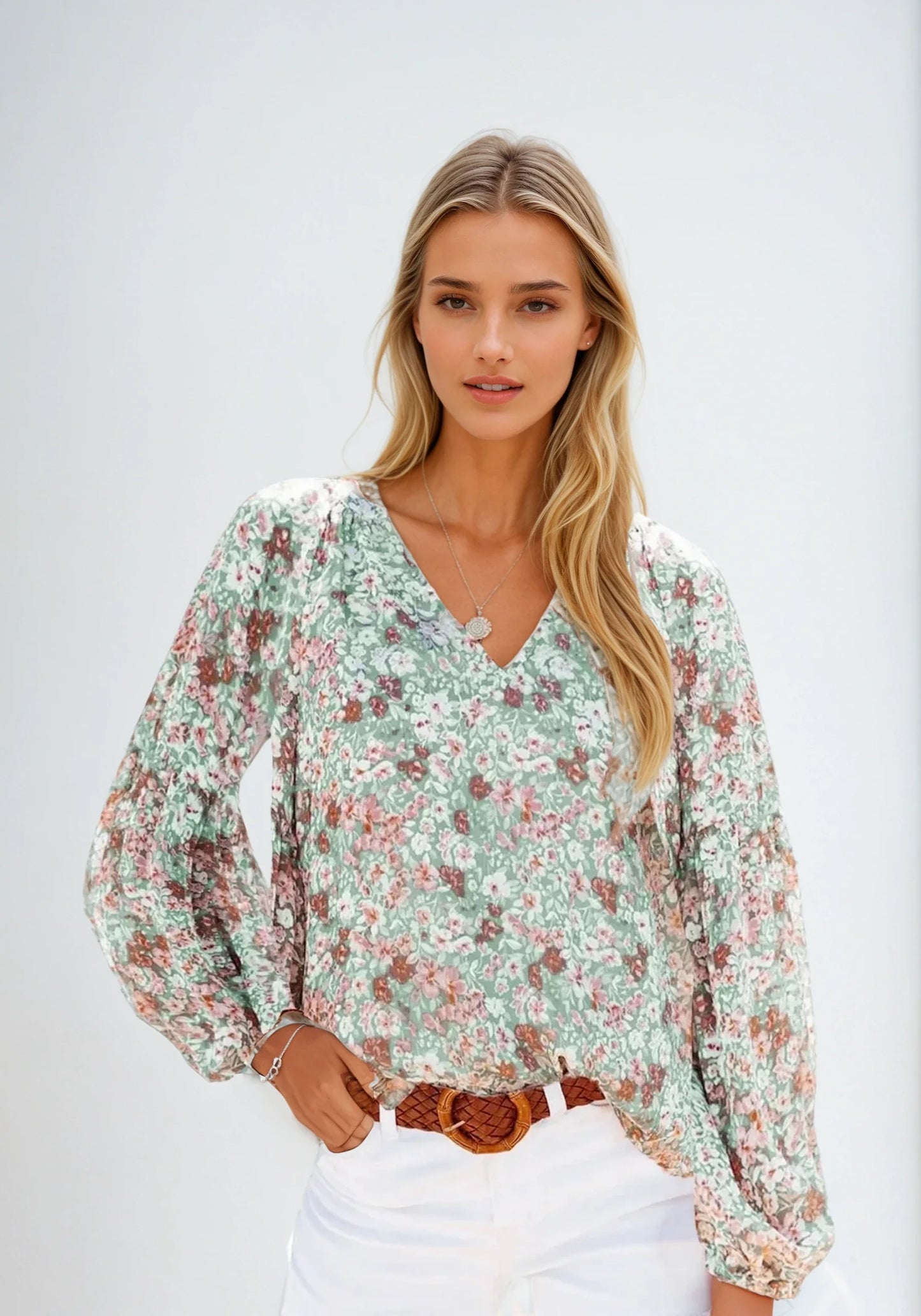 Moniek – Blouse Légère à Fleurs Décontractée pour Femmes