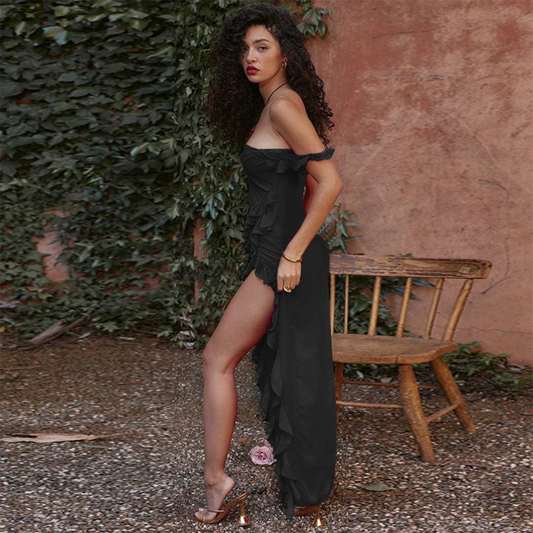 JULI | Robe féminine longue avec volants et allure chic - Luviera Fashion