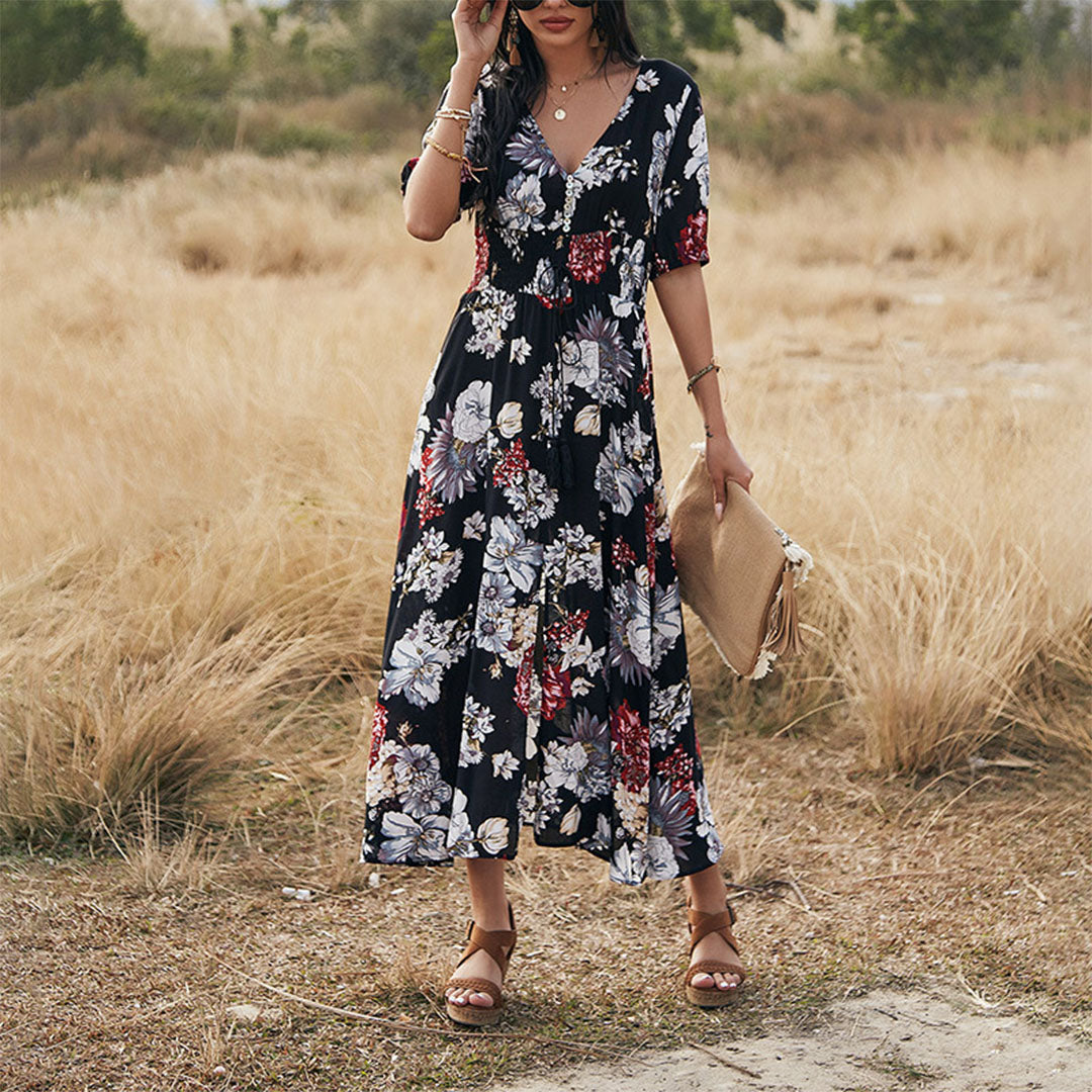LIVIA | Robe légère à imprimé floral pour les journées ensoleillées - Luviera Fashion