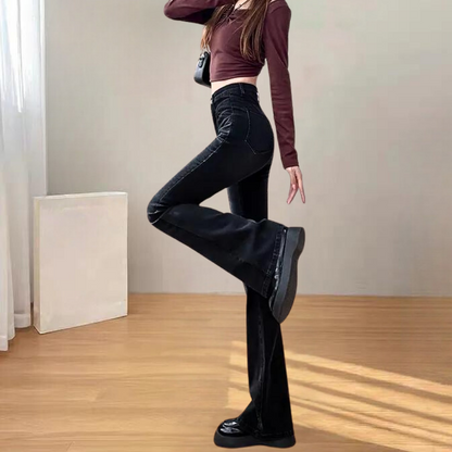 NOÉE | Pantalon noir à coupe évasée - Luviera Fashion
