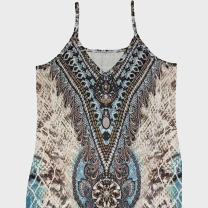 NINA | Robe d'été fluide à col en V et bretelles fines - Luviera Fashion