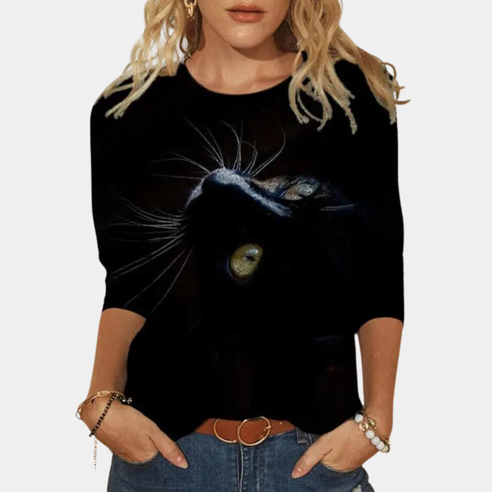 MIA | Chemisier chic orné de motifs de chat stylisés