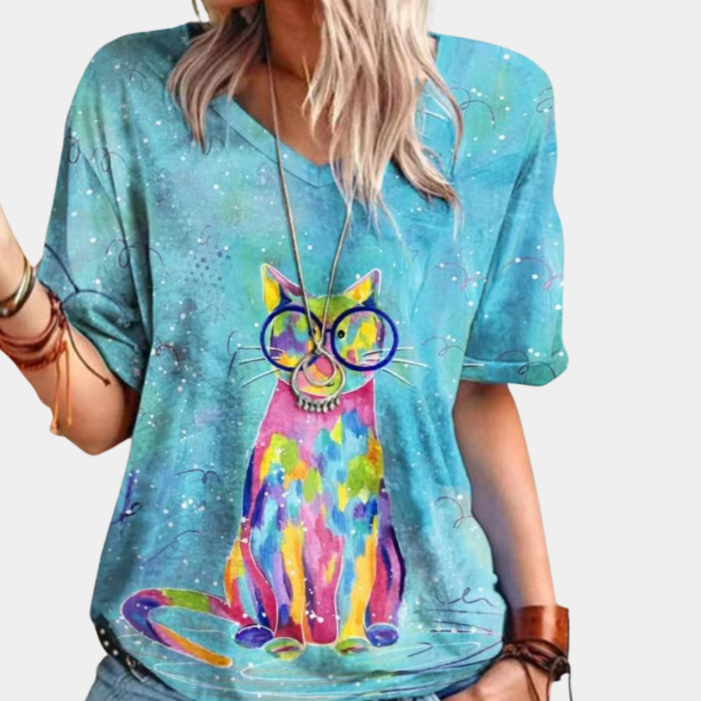 JADE | T-shirt stylé avec design chat artistique