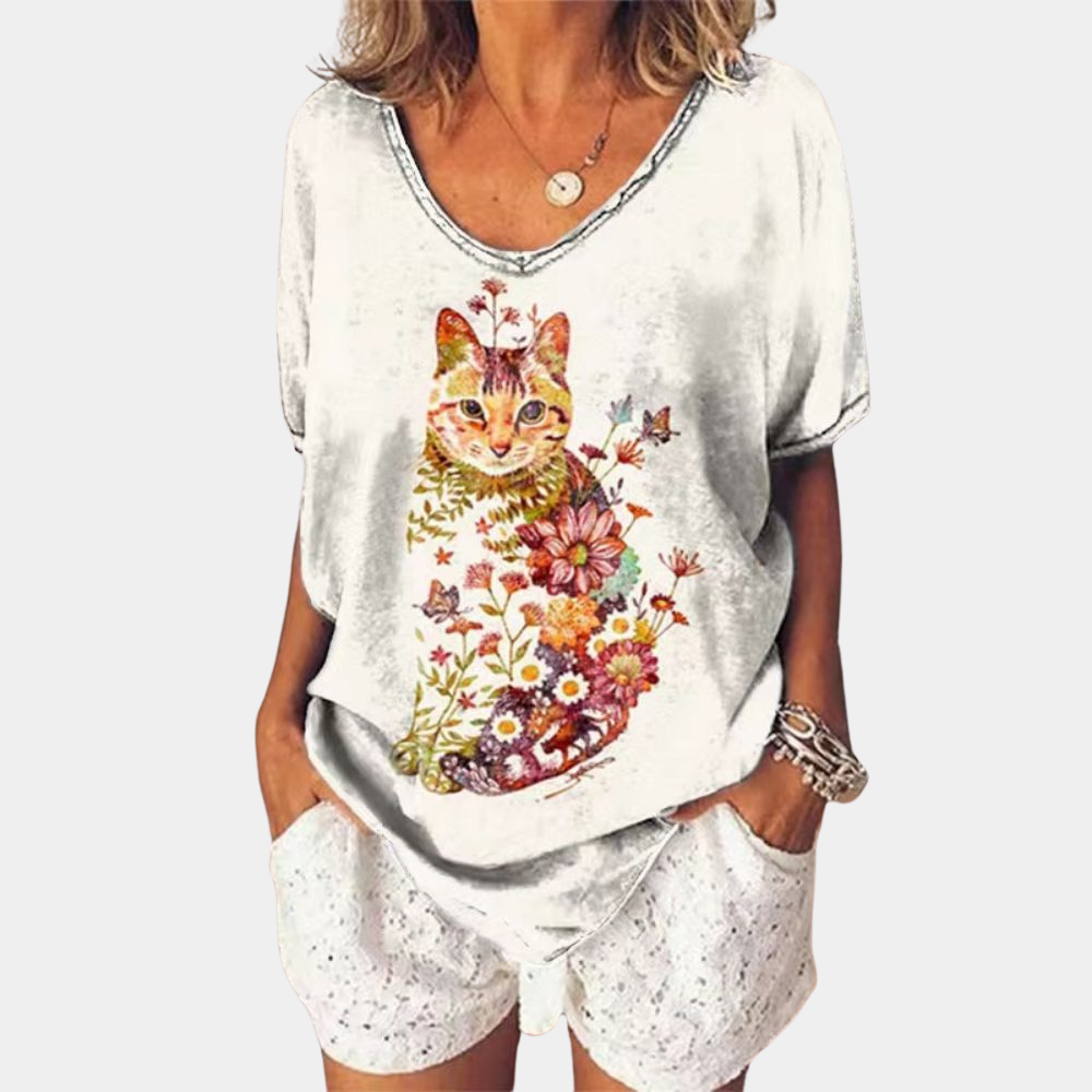 JADE | T-shirt stylé avec design chat artistique