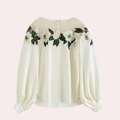 Blouse décontractée pour femmes à motif floral beige – Elvira