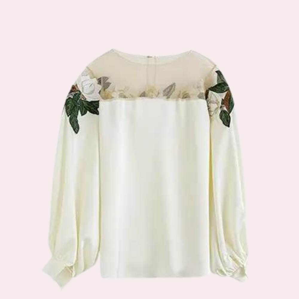 Blouse décontractée pour femmes à motif floral beige – Elvira