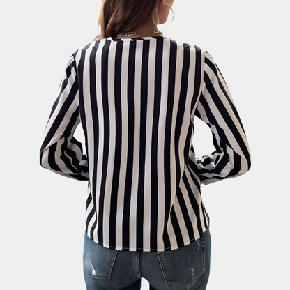 ISALIE | Top rayé à col en V pour femmes - Luviera Fashion