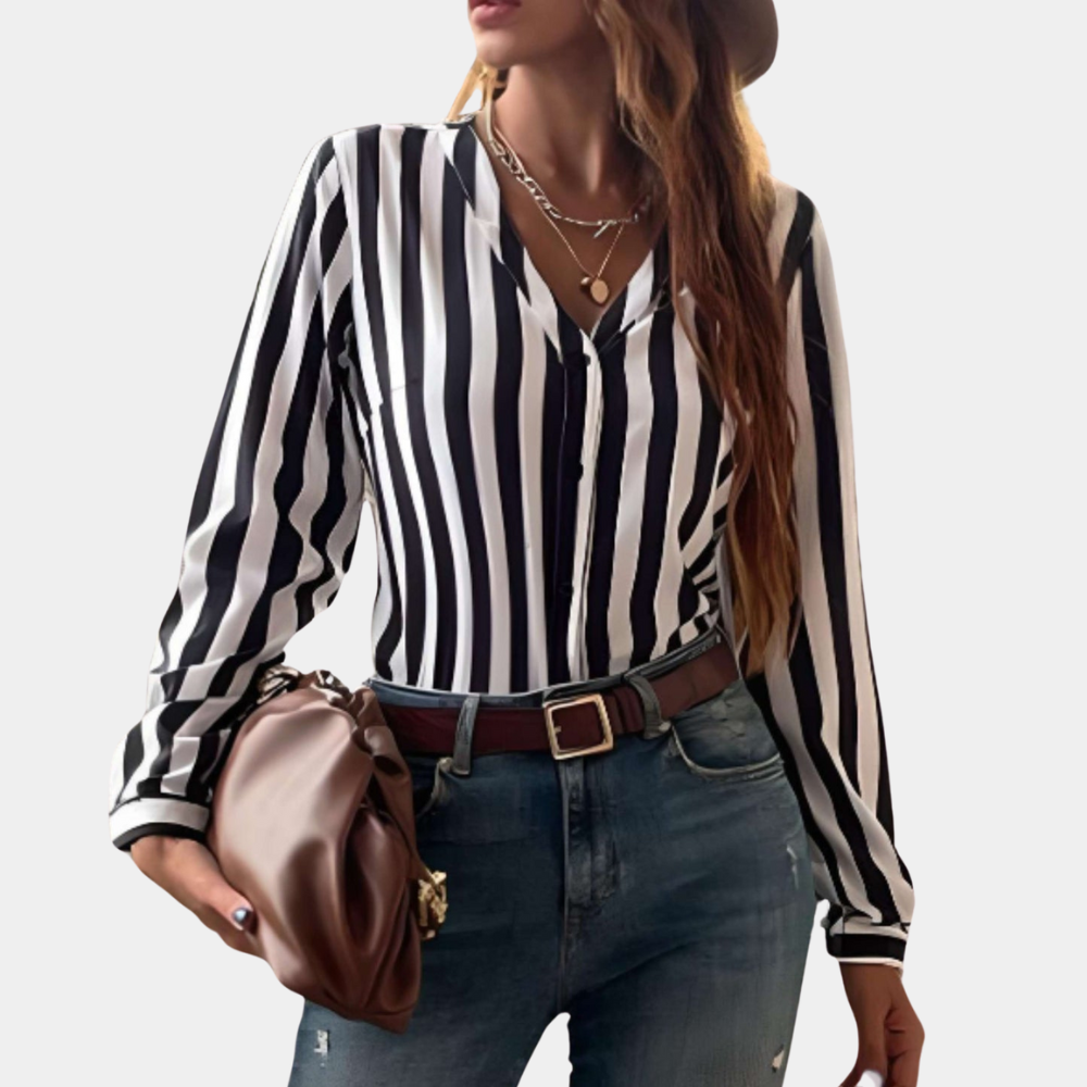 ISALIE | Top rayé à col en V pour femmes - Luviera Fashion