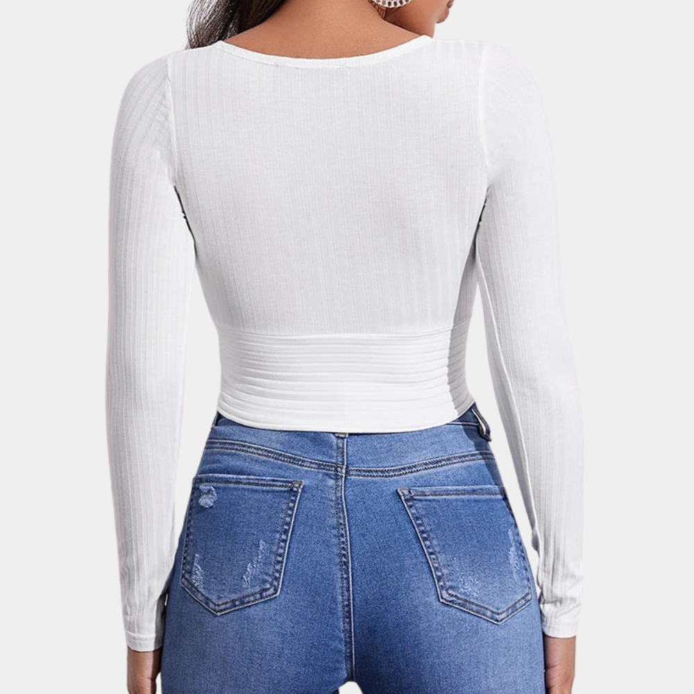 EVA - Élégant crop top à manches longues pour femmes - Idéal pour l'été