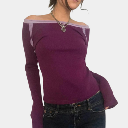 Blouse chic à épaules dénudées et manches longues raffinées