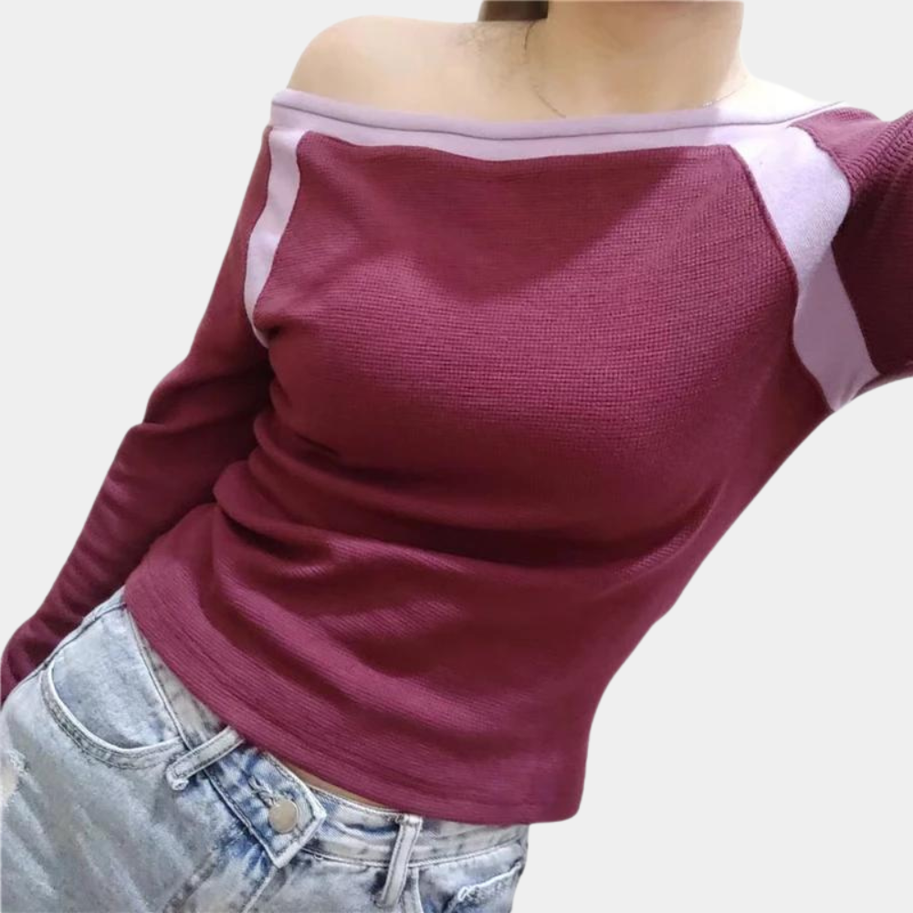 Blouse chic à épaules dénudées et manches longues raffinées
