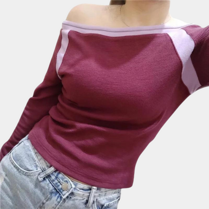 Blouse chic à épaules dénudées et manches longues raffinées